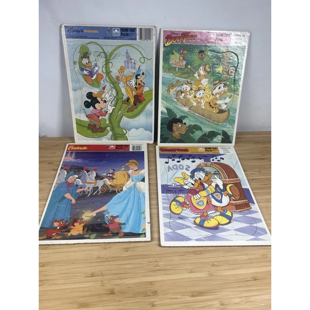 Disney Frame‎ Tray Puzzle Lot Mickey DuckTales Little Mermaid Beauty Beast